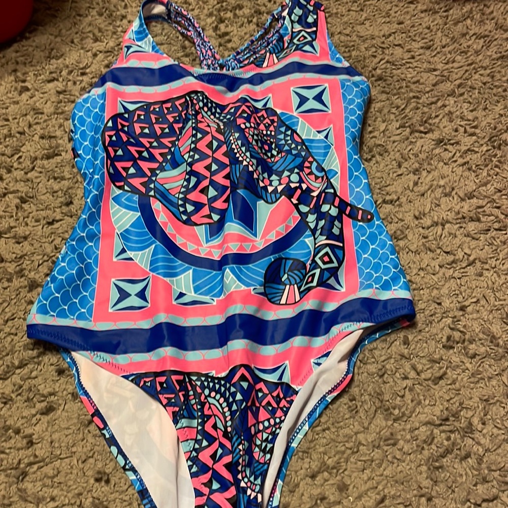Boutique Lucky Elephant Print Bathing Suit